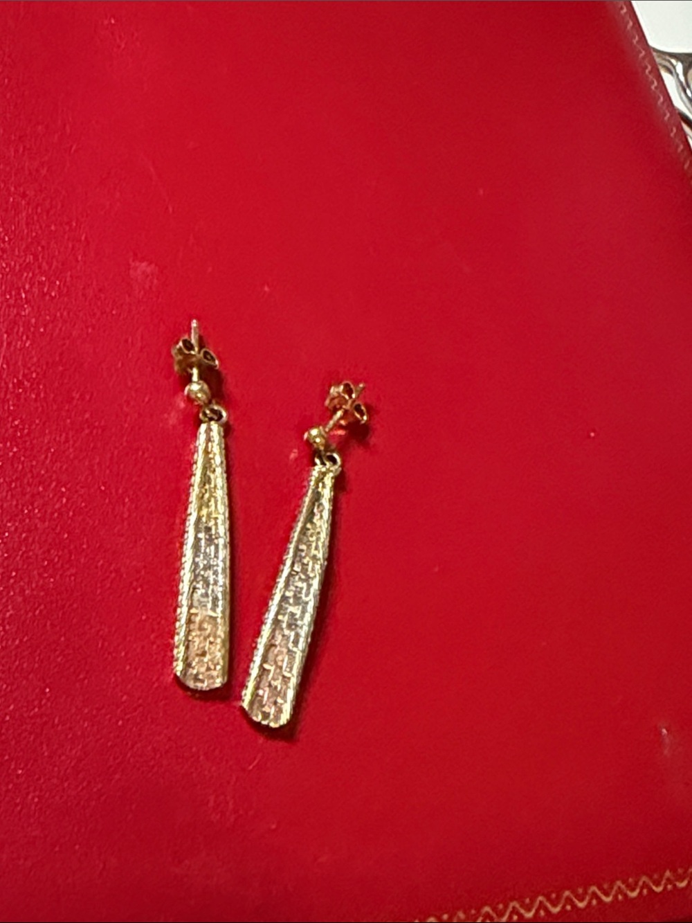 Gold Textured Drop Earrings - Women's Jewelry